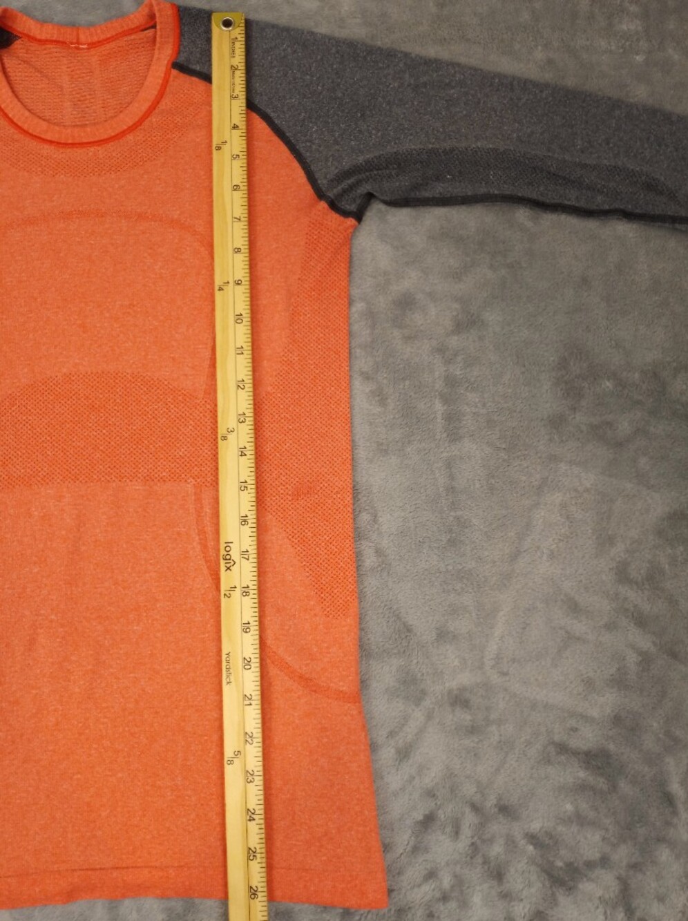 lululemon Women's Ribbed Long Sleeve Top - Bright Orange with Gray Trim Size 6 - Picture 10 of 14